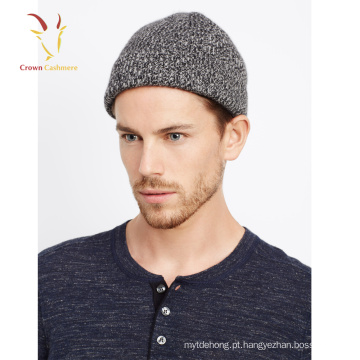 Atacado homens de inverno cashmere misturado fios gorro de malha chapéus